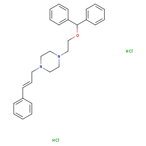 c1ccc(cc1)/C=C/CN1CCN(CC1)CCOC(c1ccccc1)c1ccccc1.Cl.Cl