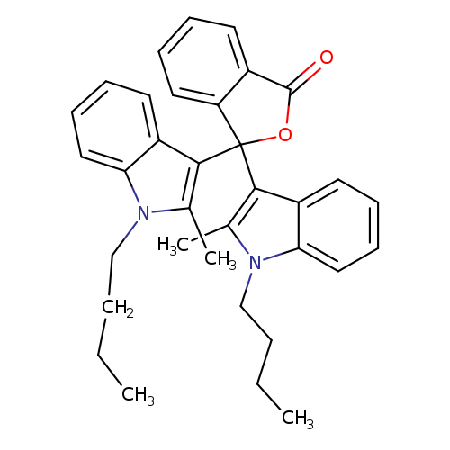 CCCCn1c(C)c(c2c1cccc2)C1(OC(=O)c2c1cccc2)c1c(C)n(c2c1cccc2)CCCC
