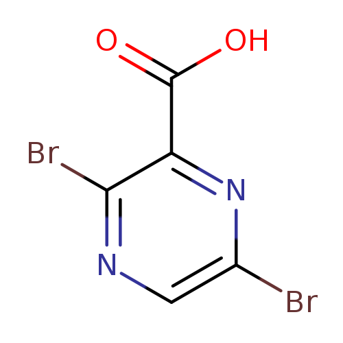 Brc1cnc(c(n1)C(=O)O)Br