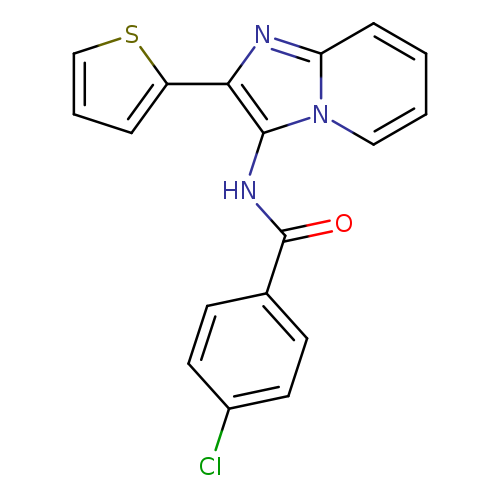 Clc1ccc(cc1)C(=O)Nc1c(nc2n1cccc2)c1cccs1