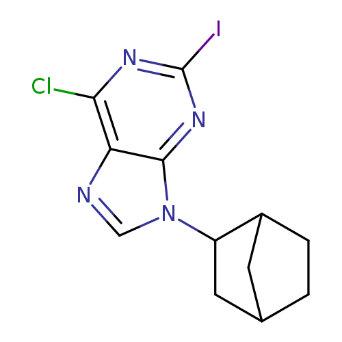 Ic1nc(Cl)c2c(n1)n(cn2)C1CC2CC1CC2