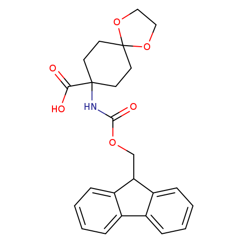 O=C(NC1(CCC2(CC1)OCCO2)C(=O)O)OCC1c2ccccc2c2c1cccc2