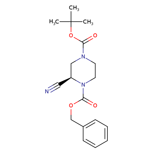 N#C[C@H]1CN(CCN1C(=O)OCc1ccccc1)C(=O)OC(C)(C)C