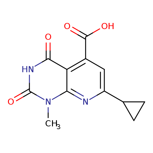 OC(=O)c1cc(nc2c1c(=O)[nH]c(=O)n2C)C1CC1