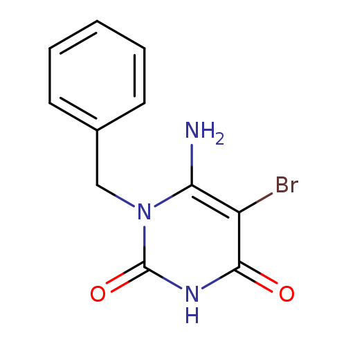 O=c1[nH]c(=O)n(c(c1Br)N)Cc1ccccc1