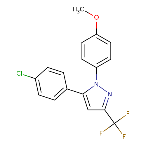 COc1ccc(cc1)n1nc(cc1c1ccc(cc1)Cl)C(F)(F)F