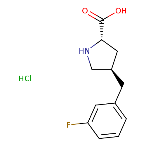 OC(=O)[C@H]1NC[C@@H](C1)Cc1cccc(c1)F.Cl