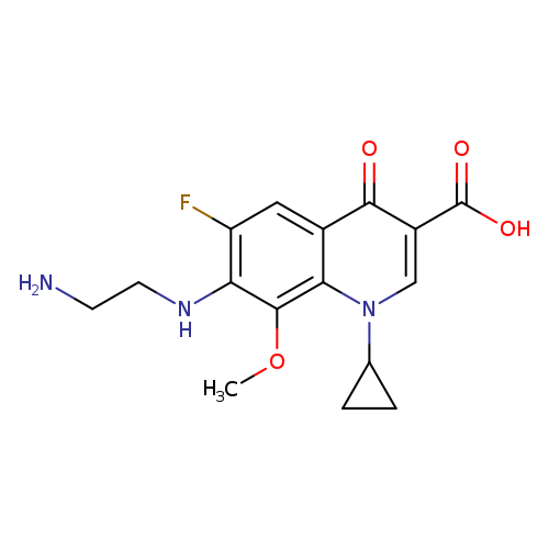 NCCNc1c(F)cc2c(c1OC)n(cc(c2=O)C(=O)O)C1CC1