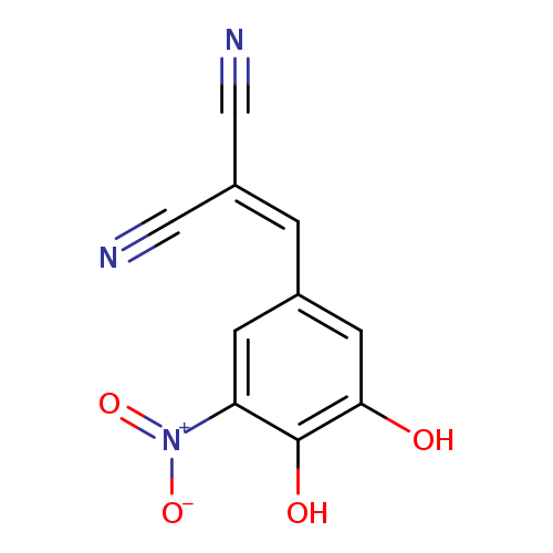 N#CC(=Cc1cc(O)c(c(c1)[N+](=O)[O-])O)C#N