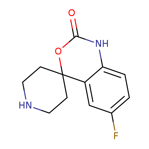 O=C1OC2(CCNCC2)c2c(N1)ccc(c2)F