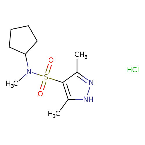Cc1[nH]nc(c1S(=O)(=O)N(C1CCCC1)C)C.Cl
