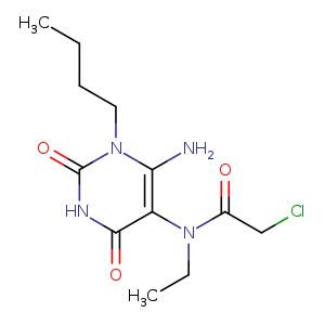 CCCCn1c(=O)[nH]c(=O)c(c1N)N(C(=O)CCl)CC