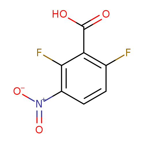 [O-][N+](=O)c1ccc(c(c1F)C(=O)O)F