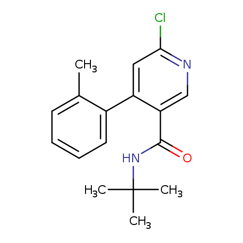 Clc1ncc(c(c1)c1ccccc1C)C(=O)NC(C)(C)C