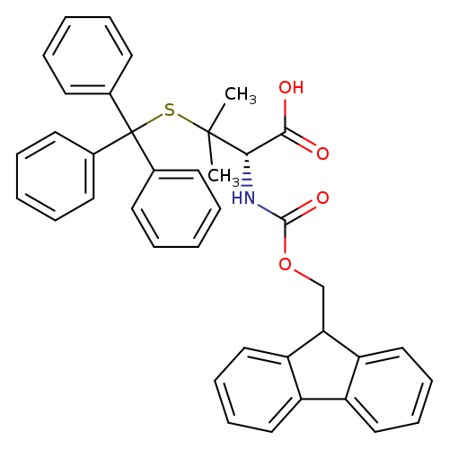 O=C(N[C@H](C(SC(c1ccccc1)(c1ccccc1)c1ccccc1)(C)C)C(=O)O)OCC1c2ccccc2c2c1cccc2