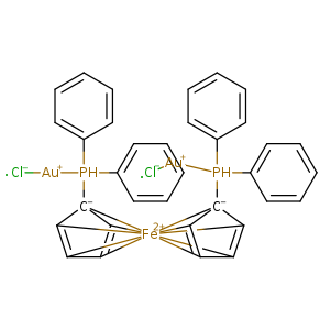 [Cl-][Au+]P([C-]12[CH]3=[CH]4[Fe+2]5678923([CH]1=[CH]45)[C-]1([CH]6=[CH]8[CH]9=[CH]71)P(c1ccccc1)(c1ccccc1)[Au+][Cl-])(c1ccccc1)c1ccccc1
