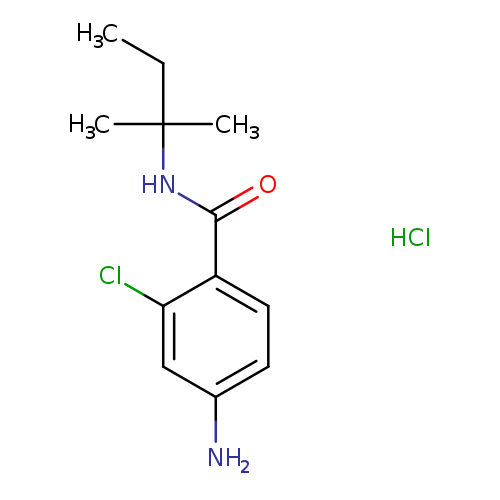 CCC(NC(=O)c1ccc(cc1Cl)N)(C)C.Cl