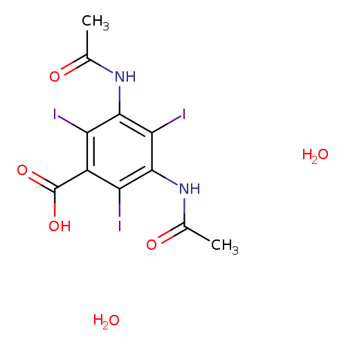 CC(=O)Nc1c(I)c(NC(=O)C)c(c(c1I)C(=O)O)I.O.O