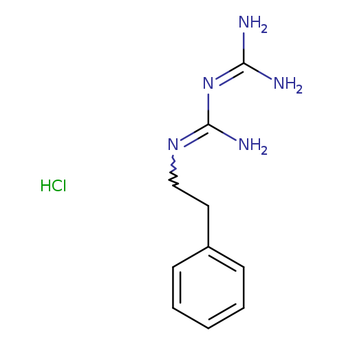 NC(=NCCc1ccccc1)N=C(N)N.Cl