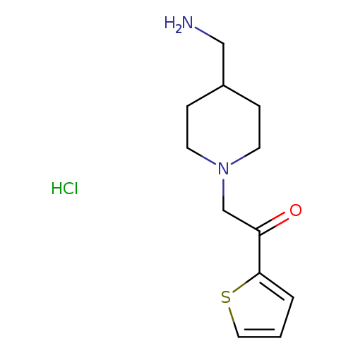 NCC1CCN(CC1)CC(=O)c1cccs1.Cl