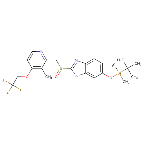 O=S(c1nc2c([nH]1)cc(cc2)O[Si](C(C)(C)C)(C)C)Cc1nccc(c1C)OCC(F)(F)F