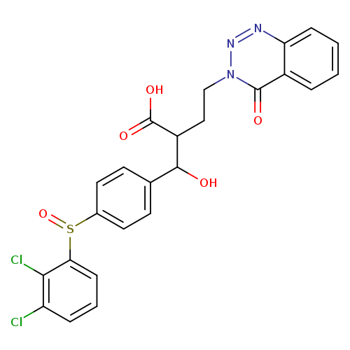 OC(=O)C(C(c1ccc(cc1)S(=O)c1cccc(c1Cl)Cl)O)CCn1nnc2c(c1=O)cccc2