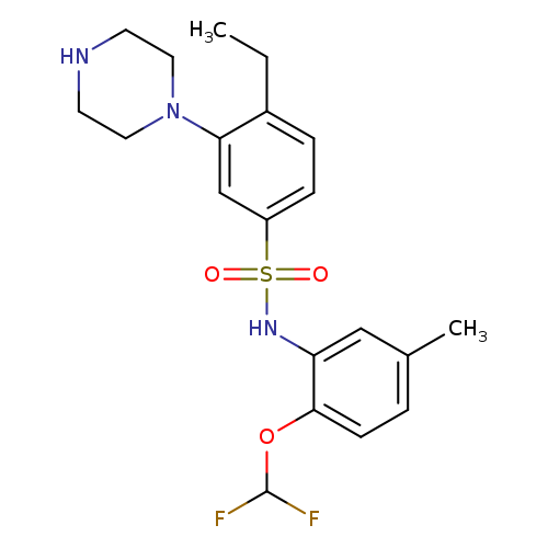 CCc1ccc(cc1N1CCNCC1)S(=O)(=O)Nc1cc(C)ccc1OC(F)F