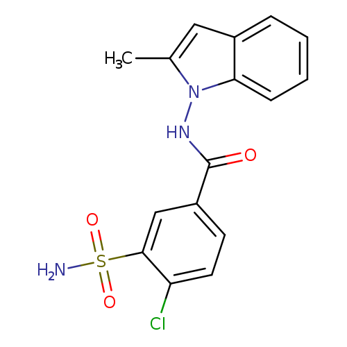 O=C(c1ccc(c(c1)S(=O)(=O)N)Cl)Nn1c(C)cc2c1cccc2
