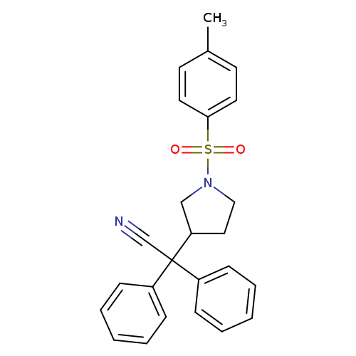 N#CC(c1ccccc1)(c1ccccc1)C1CCN(C1)S(=O)(=O)c1ccc(cc1)C