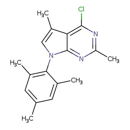 Cc1cc(C)c(c(c1)C)n1cc(c2c1nc(C)nc2Cl)C