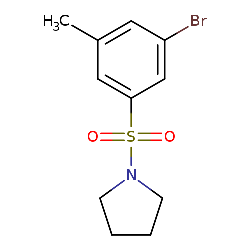 Cc1cc(Br)cc(c1)S(=O)(=O)N1CCCC1