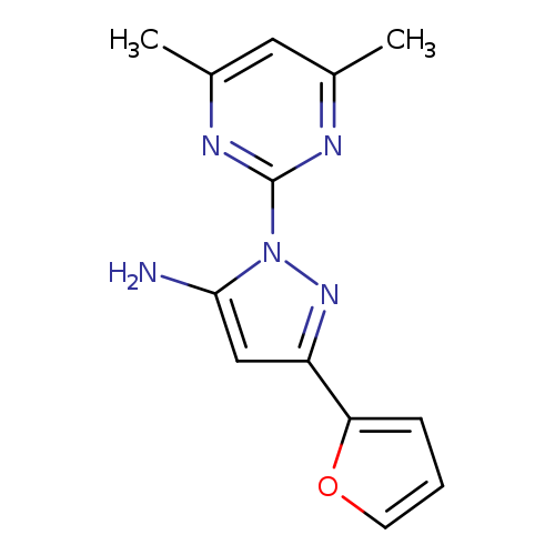 Cc1cc(C)nc(n1)n1nc(cc1N)c1ccco1