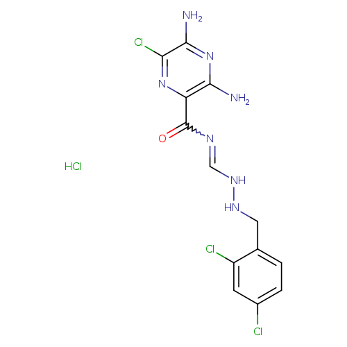 Clc1ccc(c(c1)Cl)CNNC=NC(=O)c1nc(Cl)c(nc1N)N.Cl