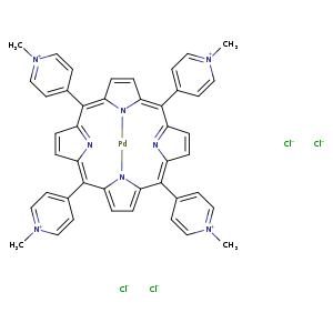 C[n+]1ccc(cc1)/C/1=C/2C=CC(=N2)/C(=c/2
3[Pd]n4c1ccc4/C(=C1/C=CC(=N1)/C(=c3/cc2)/c1cc[n+](cc1)C)/c1cc[n+](cc1)C)/c1cc[n+](cc1)C.[Cl-].[Cl-].[Cl-].[Cl-]