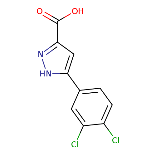 OC(=O)c1n[nH]c(c1)c1ccc(c(c1)Cl)Cl