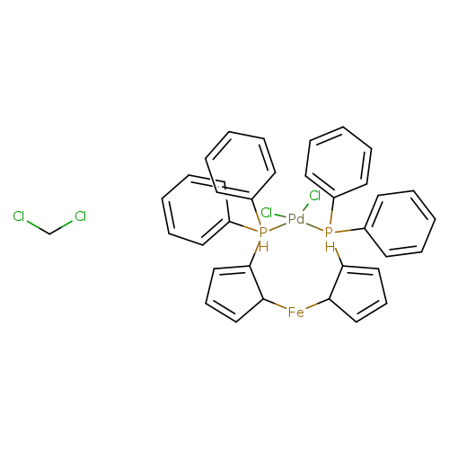 Cl[Pd]1(Cl)P(c2ccccc2)(c2ccccc2)C2=CC=CC2[Fe]C2C(=CC=C2)P1(c1ccccc1)c1ccccc1.ClCCl