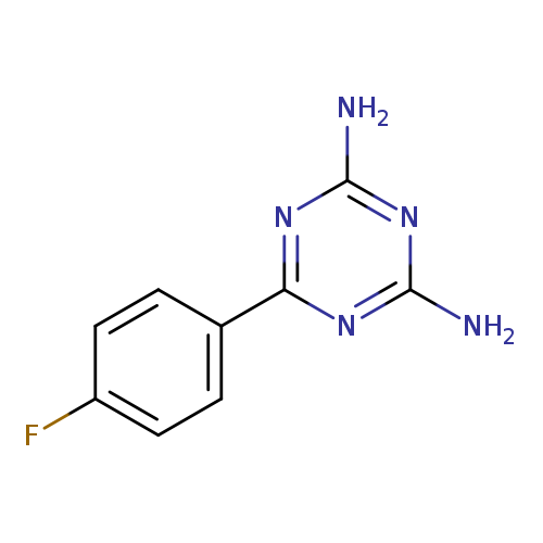 Fc1ccc(cc1)c1nc(N)nc(n1)N