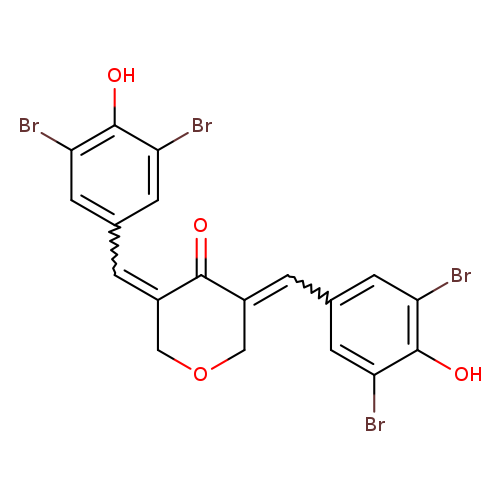 O=C1C(=Cc2cc(Br)c(c(c2)Br)O)COCC1=Cc1cc(Br)c(c(c1)Br)O