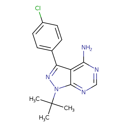 Clc1ccc(cc1)c1nn(c2c1c(N)ncn2)C(C)(C)C