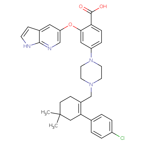 Clc1ccc(cc1)C1=C(CCC(C1)(C)C)CN1CCN(CC1)c1ccc(c(c1)Oc1cnc2c(c1)cc[nH]2)C(=O)O