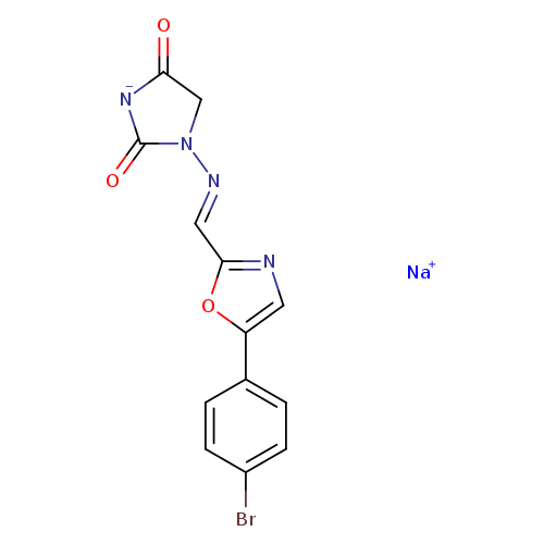 O=C1[N-]C(=O)CN1/N=C/c1ncc(o1)c1ccc(cc1)Br.[Na+]