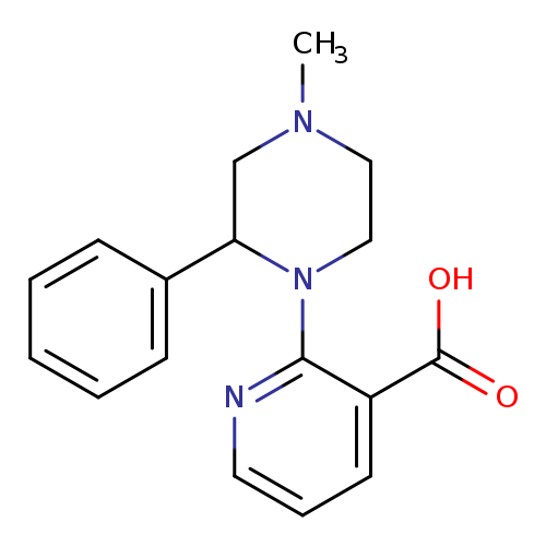 CN1CCN(C(C1)c1ccccc1)c1ncccc1C(=O)O