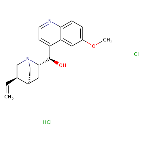 C=C[C@H]1CN2CC[C@H]1C[C@H]2[C@@H](c1ccnc2c1cc(OC)cc2)O.Cl.Cl