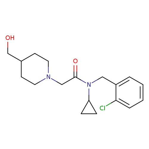 OCC1CCN(CC1)CC(=O)N(C1CC1)Cc1ccccc1Cl
