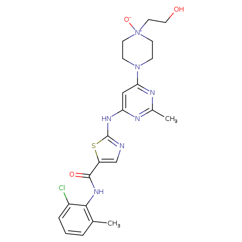 OCC[N+]1([O-])CCN(CC1)c1cc(nc(n1)C)Nc1ncc(s1)C(=O)Nc1c(C)cccc1Cl