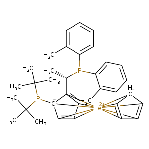 Cc1ccccc1P([C@H]([C]12=[CH]3[CH]4=[CH]5[C-]1(P(C(C)(C)C)C(C)(C)C)[Fe+2]16782345[CH-]2[CH]1=[CH]7[CH]8=[CH]62)C)c1ccccc1C