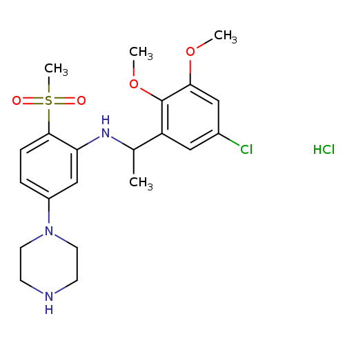 COc1c(OC)cc(cc1C(Nc1cc(ccc1S(=O)(=O)C)N1CCNCC1)C)Cl.Cl