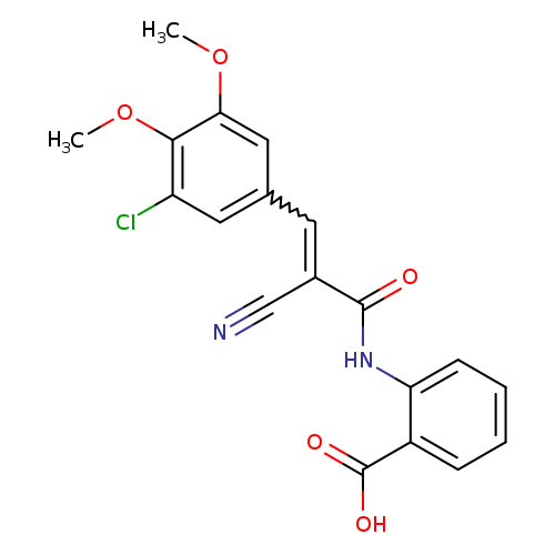 N#CC(=Cc1cc(Cl)c(c(c1)OC)OC)C(=O)Nc1ccccc1C(=O)O