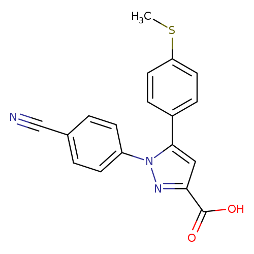 CSc1ccc(cc1)c1cc(nn1c1ccc(cc1)C#N)C(=O)O