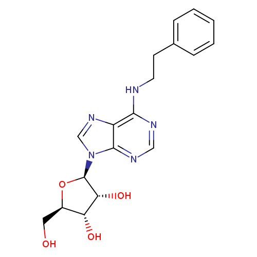 OC[C@H]1O[C@H]([C@@H]([C@@H]1O)O)n1cnc2c1ncnc2NCCc1ccccc1